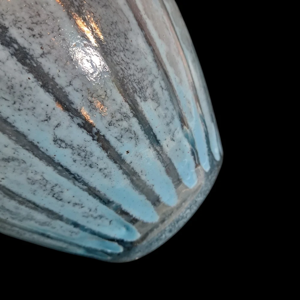 Crate & Barrel Blue Striped Ribbed Tall Breeze Vase 9